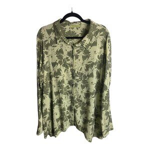Cut Loose Size Xl Button Down Shirt Gingham Plaid Floral Textured Green Artsy